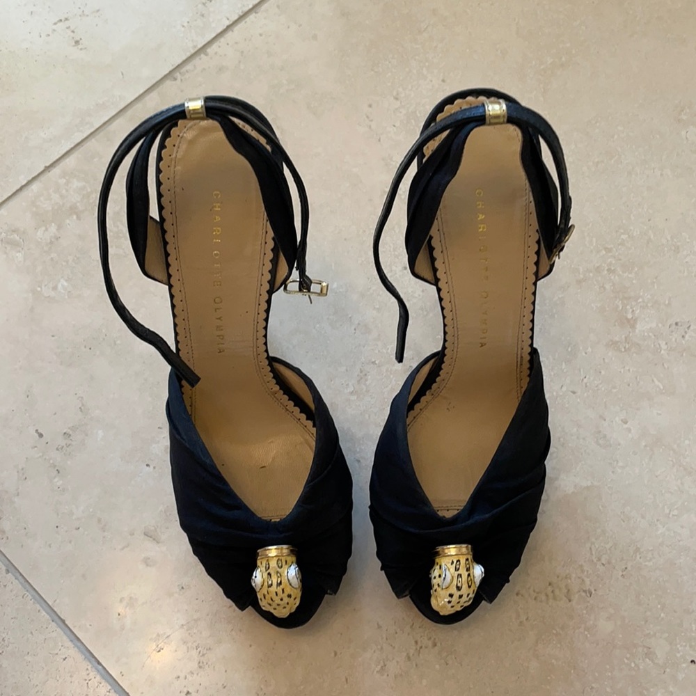 Charlotte Olympia 6”size 41 stiletto,leopard head.
